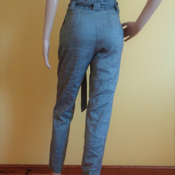 Express High Waisted Linen-Blend Sash Tie Ankle Pant size 2R - Picture 10 of 11